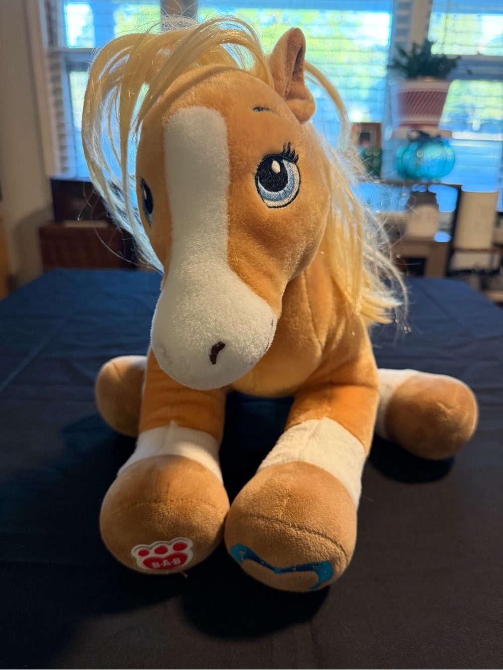Vintage Build-A-Bear Tan and White Plush Pony with Blonde Mane
